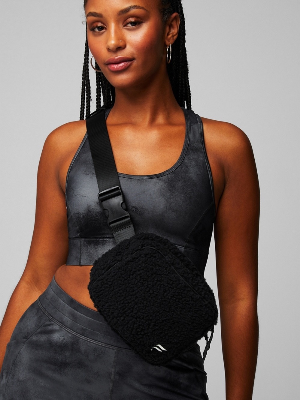 Fabletics The Belt Bag Teddy in Black NWT O/S